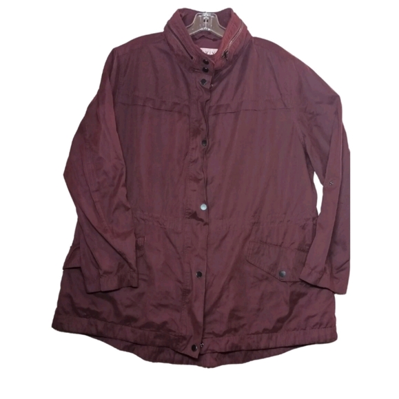 Ava & Viv 1X Burgundy Full Zip Anorak Utility Military Style Field Jacket - Picture 1 of 10